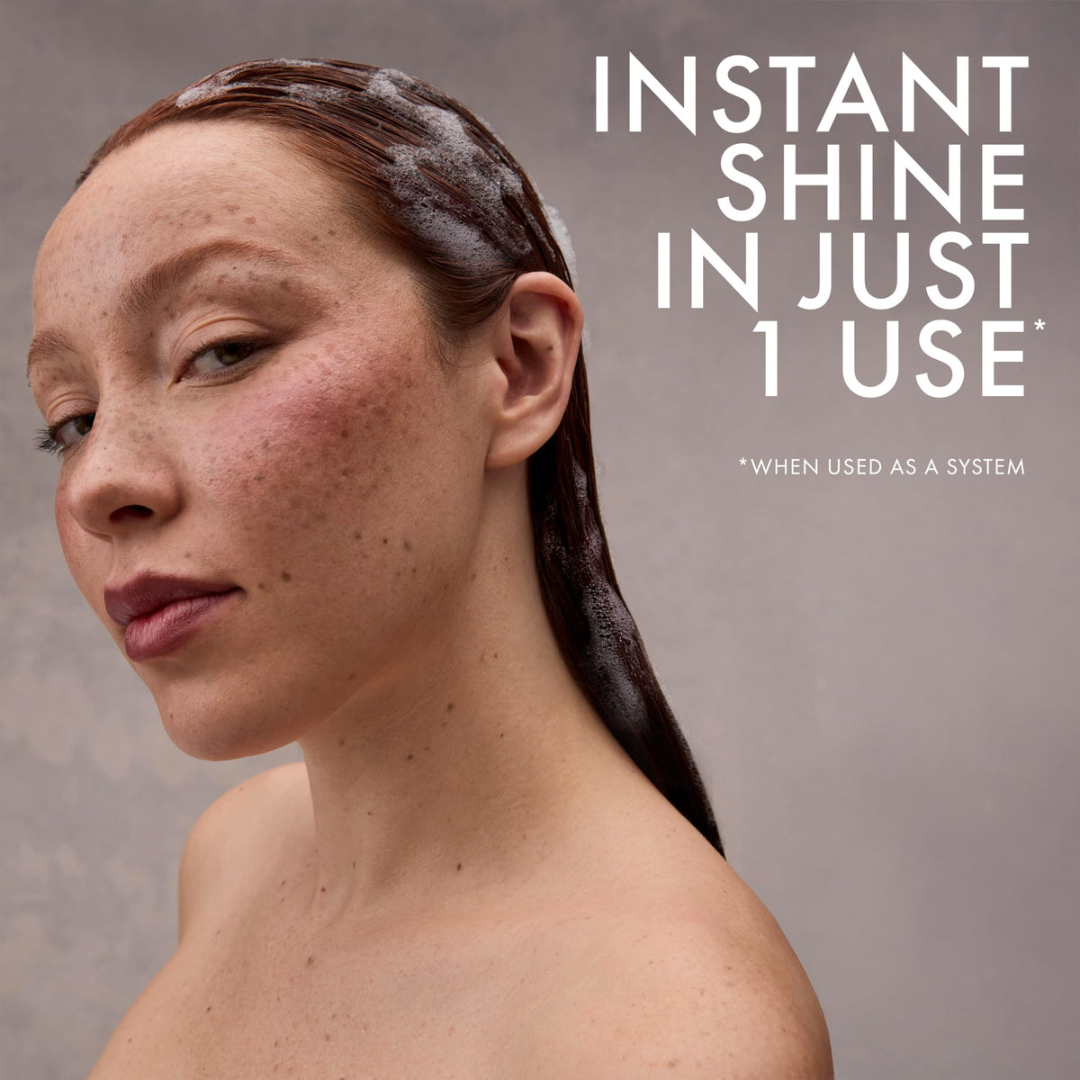 Nexxus Color Assure Shampoo in a bathroom setting