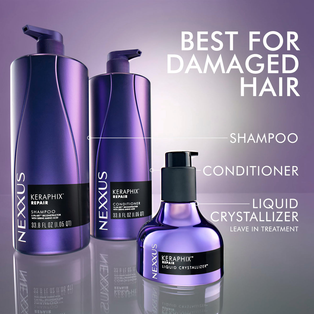 Nexxus KERAPHIX Liquid Crystallizer in use on hair
