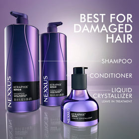 Nexxus KERAPHIX Liquid Crystallizer in use on hair