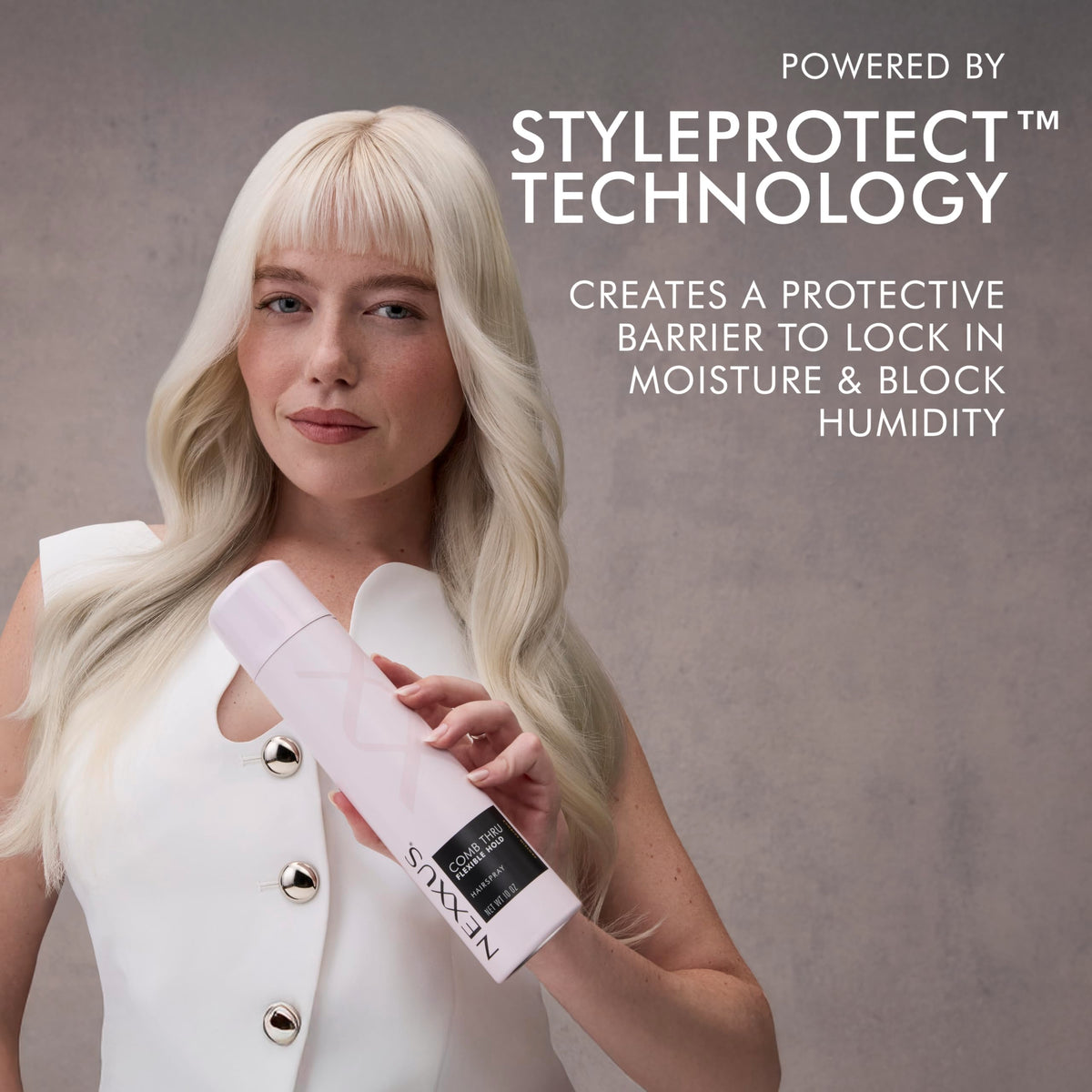 Nexxus Styling Spray Comb Thru Hairspray close-up of nozzle