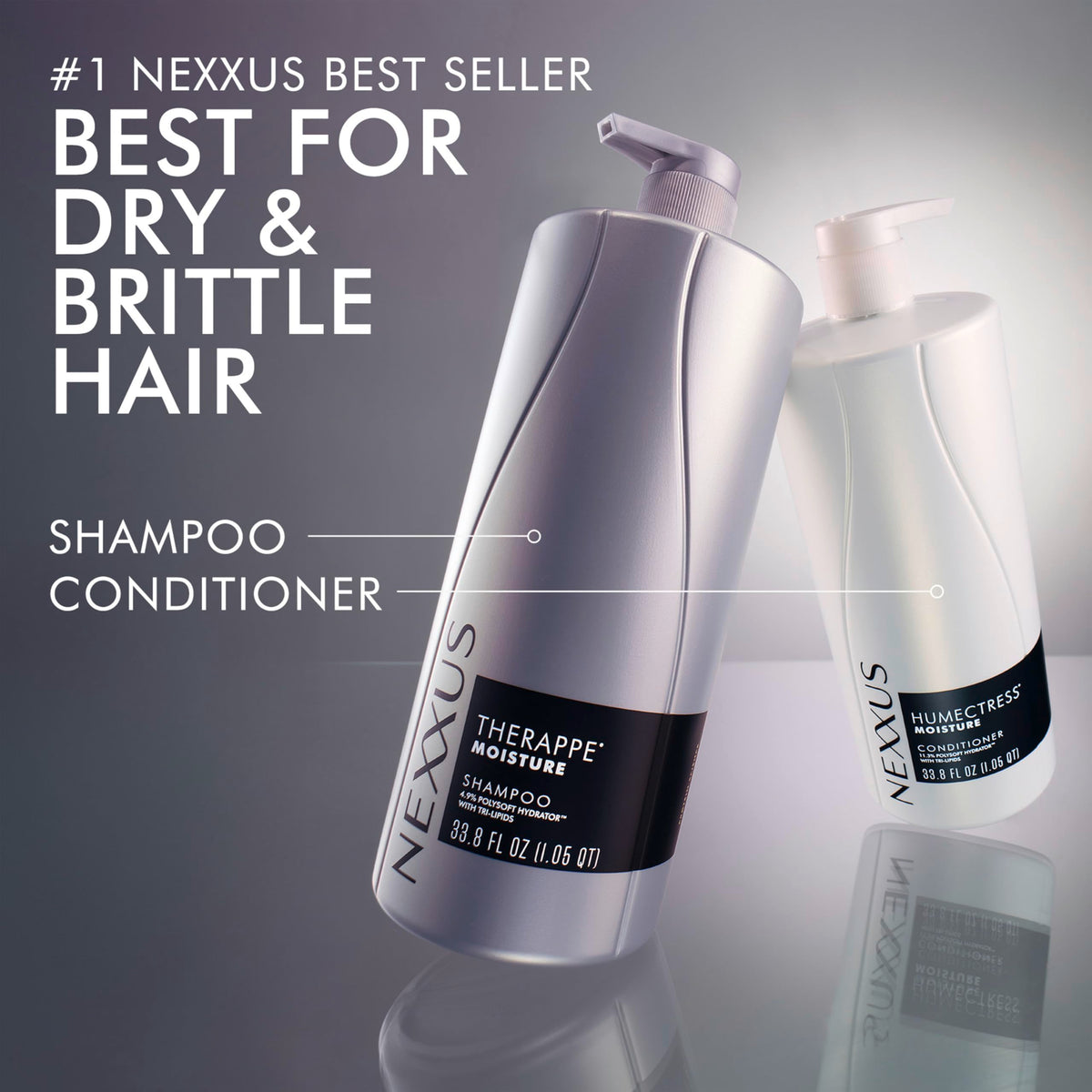 Nexxus Therapee Shampoo in bathroom setting