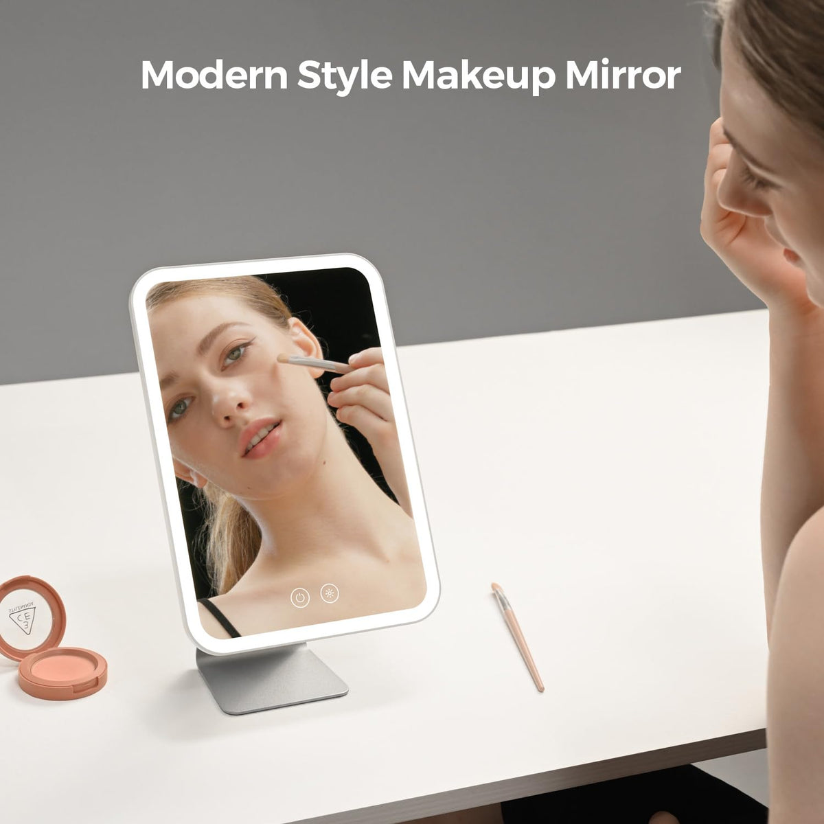 NEZZOE Lighted Makeup Mirror showing three light settings