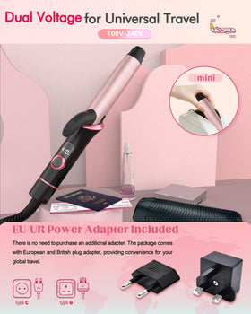 NFie Travel Curling Iron in a suitcase for travel