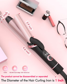 NFie Travel Curling Iron side view showing temperature settings
