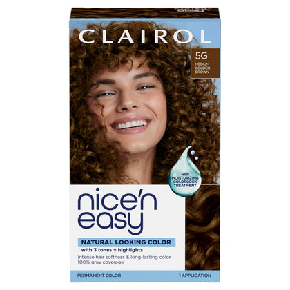 Nice n Easy Permanent Hair Dye 5G Medium Golden Brown front view