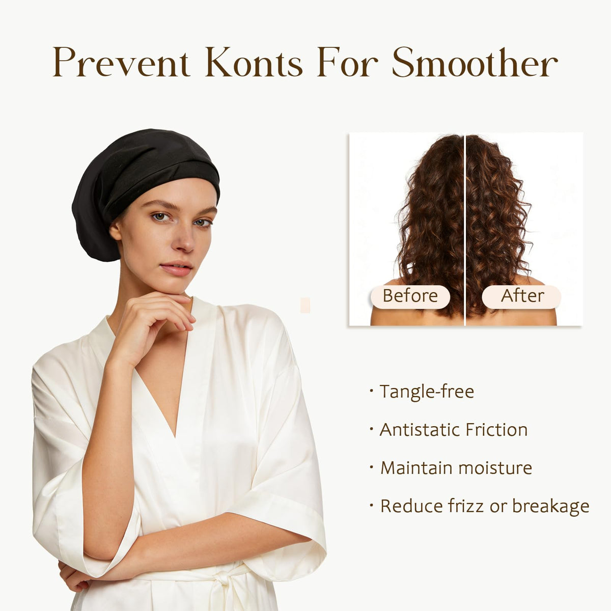 NICPOO Silk Satin Bonnet Hair Wrap adjustable straps detail