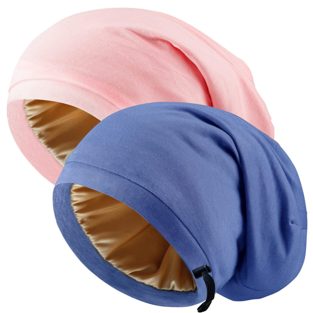 NICPOO Silk Satin Bonnet Hair Wrap in blue front view