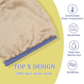 NICPOO Silk Satin Bonnet on a bed with pillows