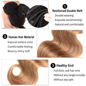 NiegMeag 300g Ombre Body Wave Hair Bundles displayed with packaging