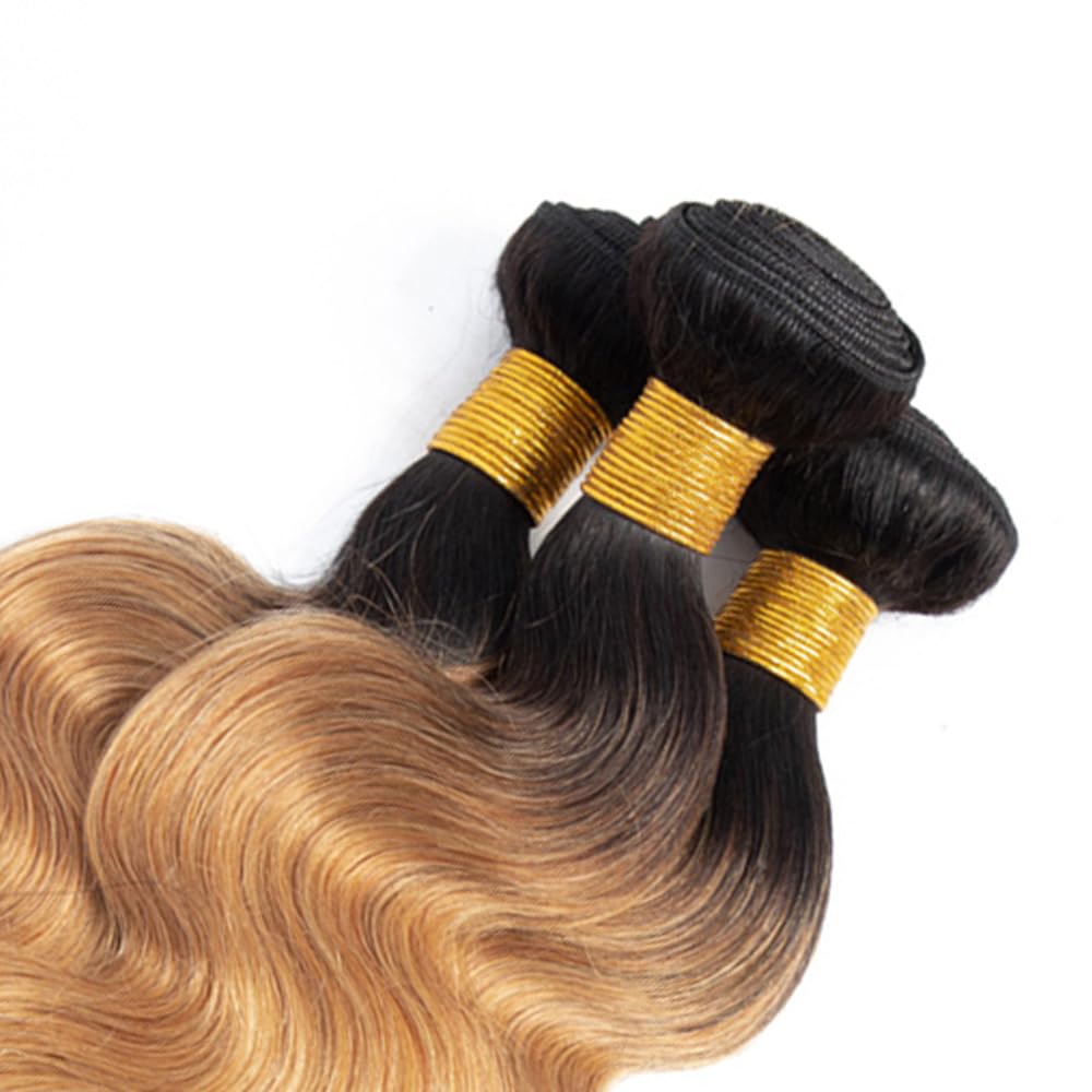 NiegMeag 300g Ombre Body Wave Hair Bundles in two-tone black and honey blonde