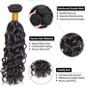 NiegMeag 300g Water Wave Human Hair Bundles 16 18 20 inch lengths