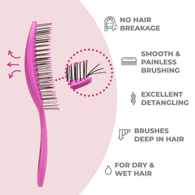 Ninabella Detangler Brush back view showing ergonomic grip