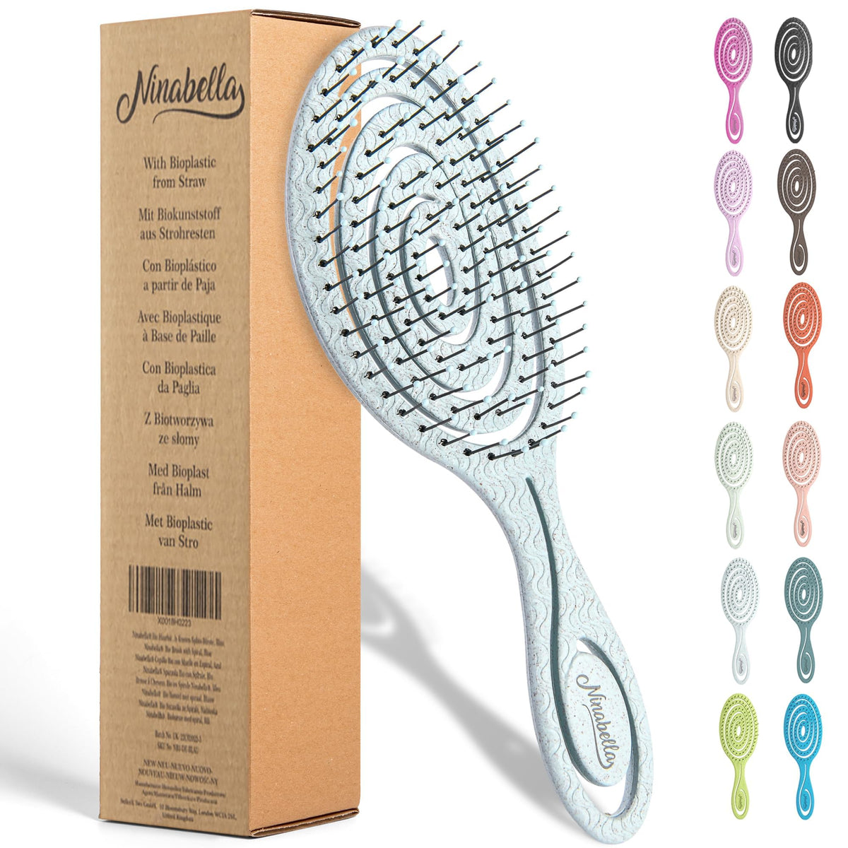 Ninabella Detangler Brush Classic Blue front view