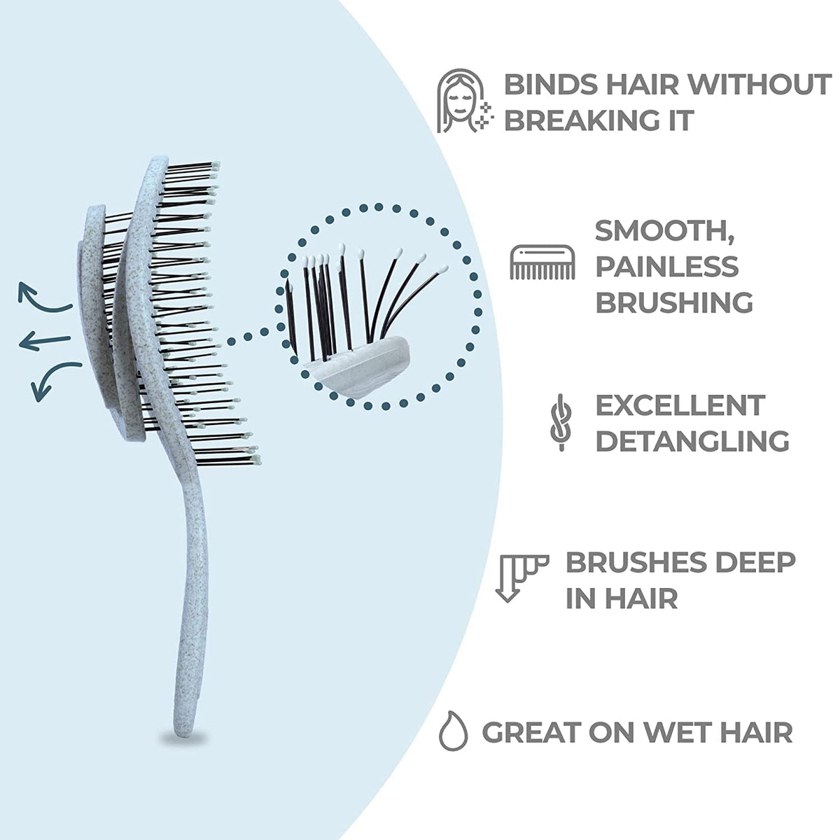 Ninabella Detangler Brush Classic Blue side view
