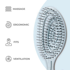 Ninabella Detangler Brush Classic Blue with rounded bristle tips