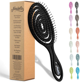 Ninabella Detangler Brush front view in elegant black