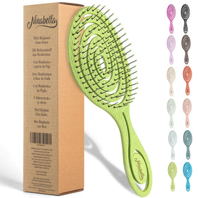 Ninabella Detangler Brush front view in lime green