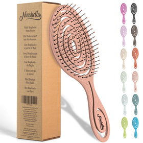 Ninabella Detangler Brush front view in rose gold