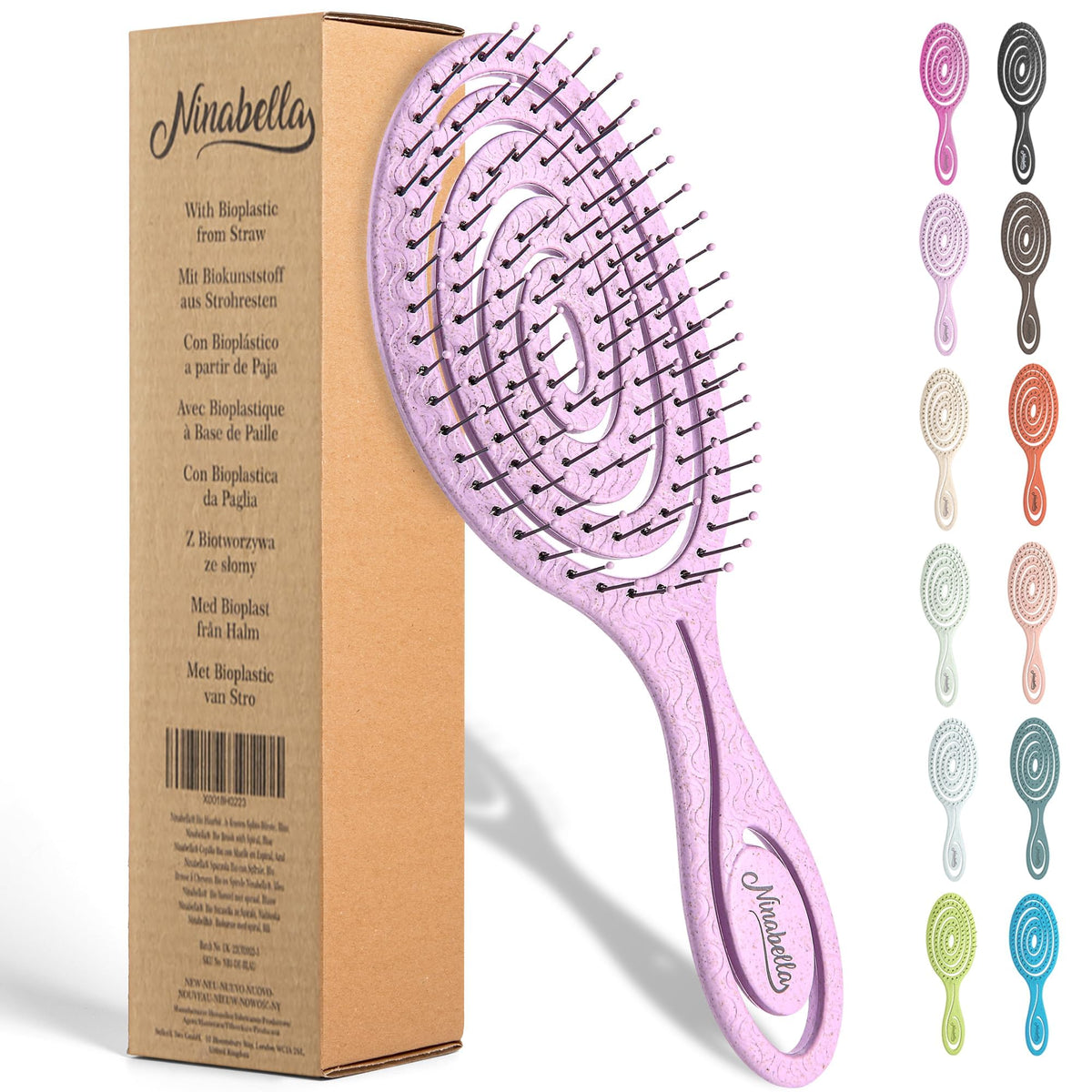 Ninabella Detangler Brush front view in soft pink