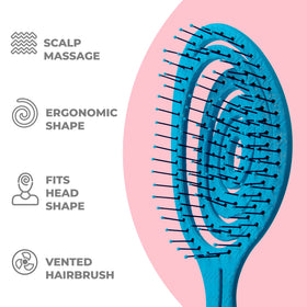 Ninabella Detangler Brush Ocean Blue side view