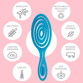 Ninabella Detangler Brush Ocean Blue with rounded bristle tips