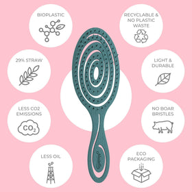 Ninabella Detangler Brush Petrol Blue in lifestyle setting