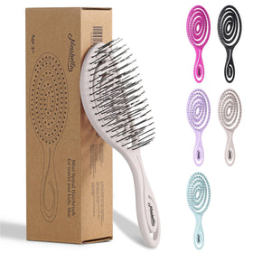 Ninabella Mini Detangler Brush front view in cream colour