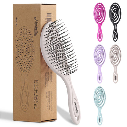 Ninabella Mini Detangler Brush front view in cream colour