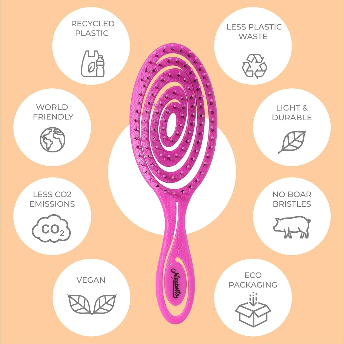Ninabella Mini Detangler Brush in a travel bag