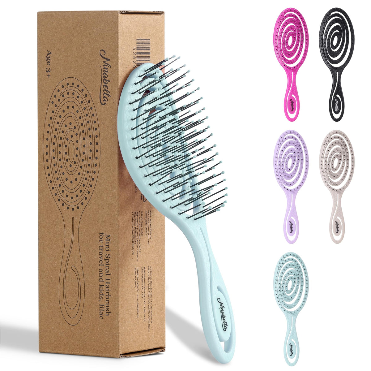 Ninabella Mini Detangler Brush mint green front view