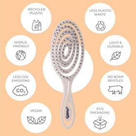 Ninabella Mini Detangler Brush on a bathroom counter