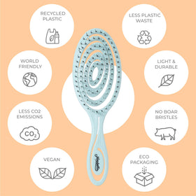 Ninabella Mini Detangler Brush on a bathroom counter