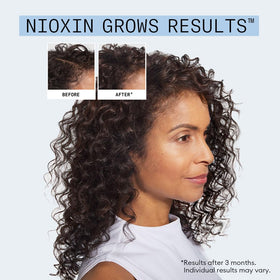 NIOXIN Hair Fall Defense Leave-In Serum on a bathroom shelf
