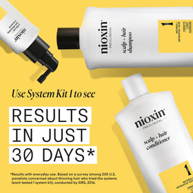 NIOXIN Scalp + Hair Thickening Shampoo in bathroom setting