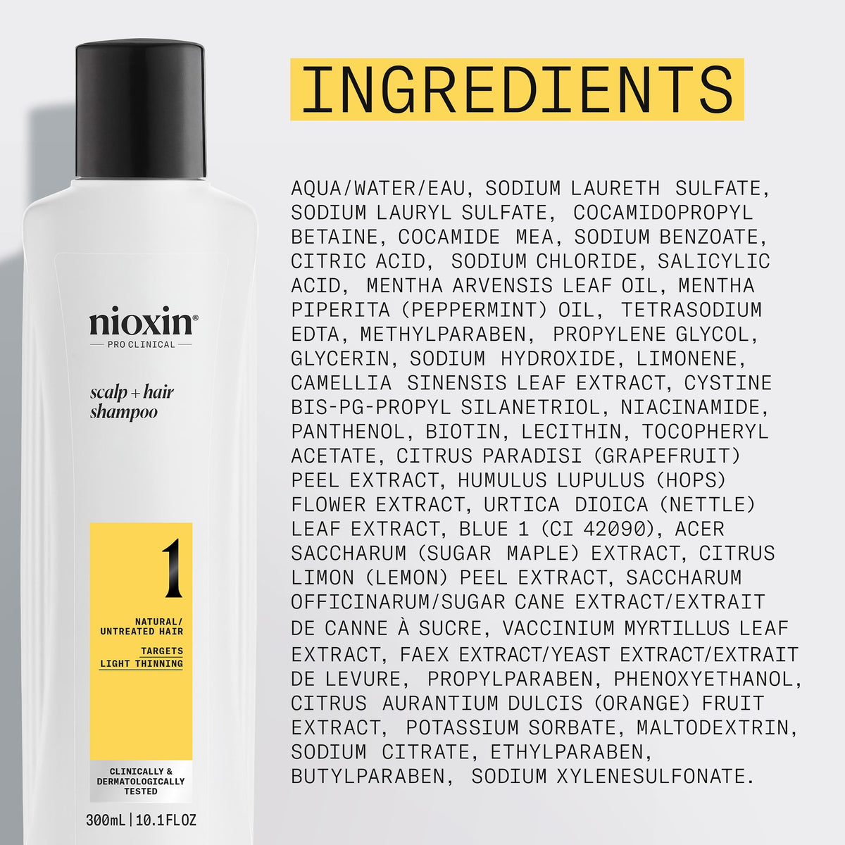 NIOXIN Scalp + Hair Thickening Shampoo packaging details