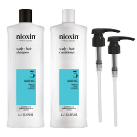 NIOXIN Shampoo & Conditioner Liter Duo Set front view with pumps