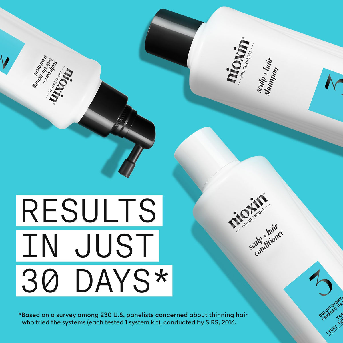 NIOXIN Shampoo & Conditioner Liter Duo Set on a bathroom shelf