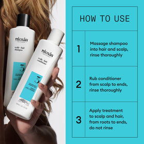NIOXIN System Kit 3 shampoo application on wet hair