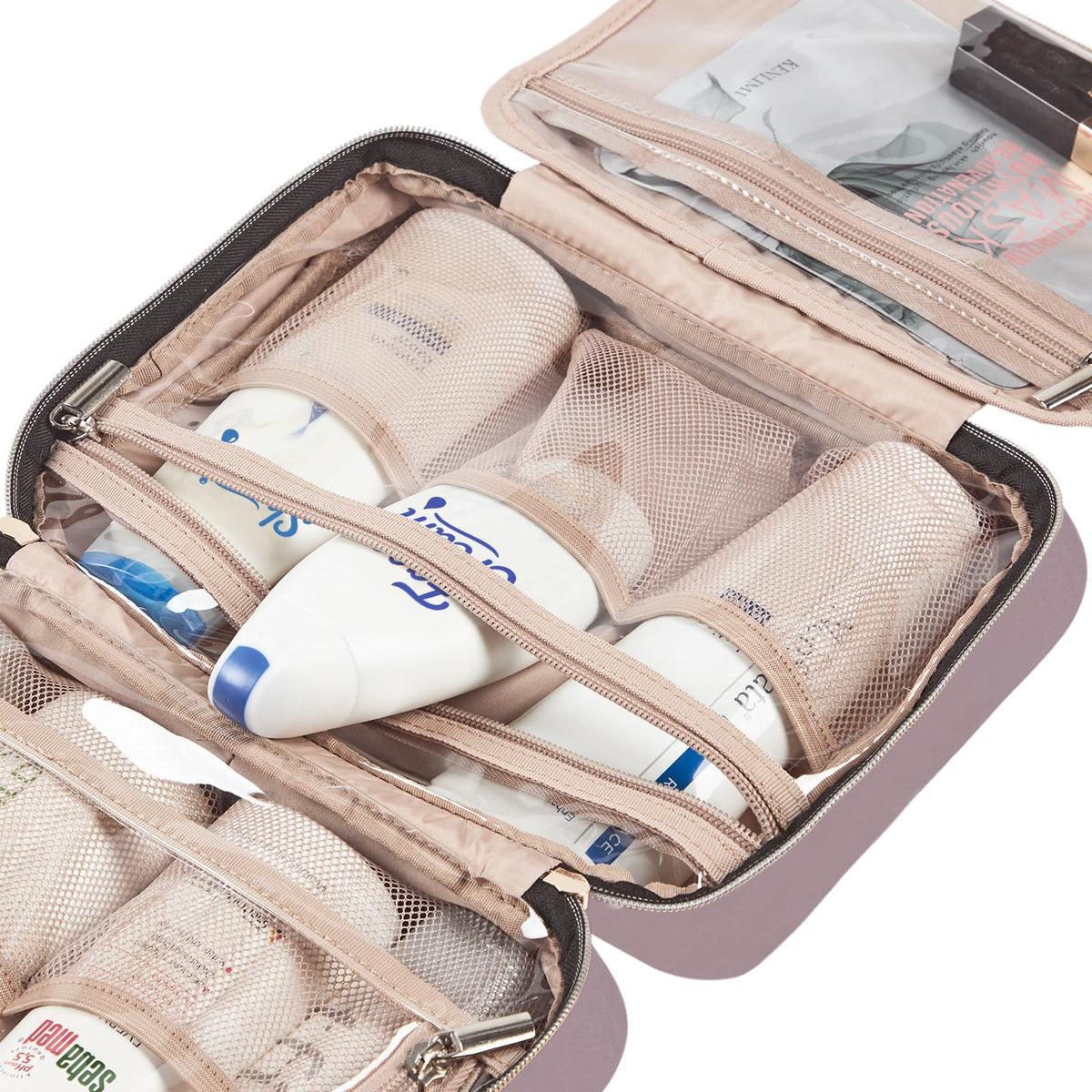 NISHEL Toiletry Bag being packed in a suitcase