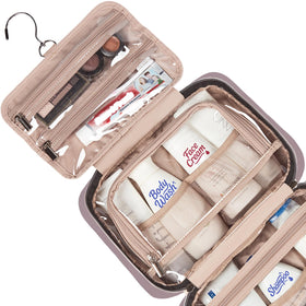 NISHEL Toiletry Bag with cosmetics and skincare inside