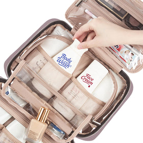 NISHEL Travel Toiletry Bag close-up of elastic pockets