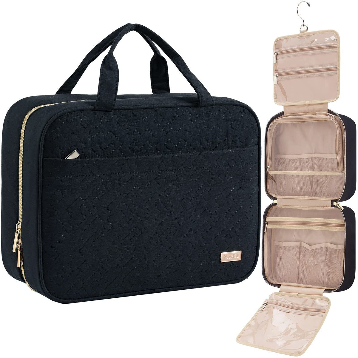 NISHEL Travel Toiletry Bag front view in black