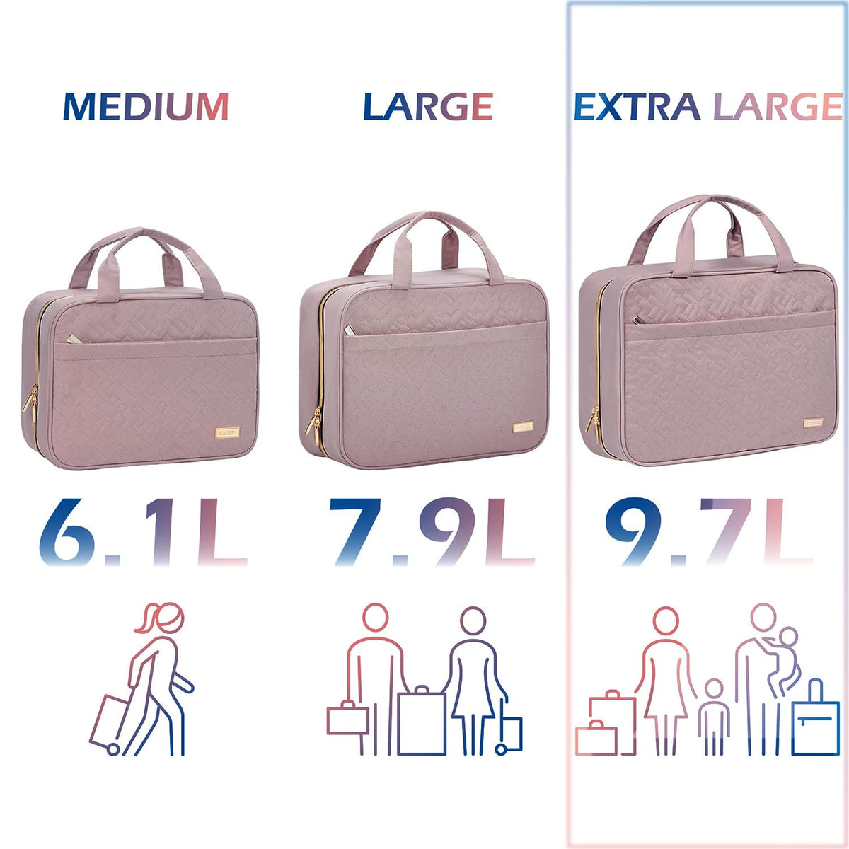 NISHEL Travel Toiletry Bag hanging in a bathroom