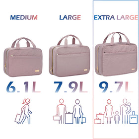 NISHEL Travel Toiletry Bag hanging in a bathroom