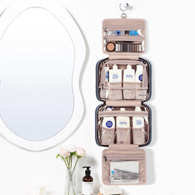 NISHEL Travel Toiletry Bag open showing interior organisation