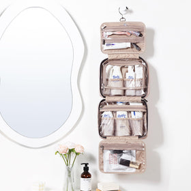 NISHEL Travel Toiletry Bag side view with hanging hook