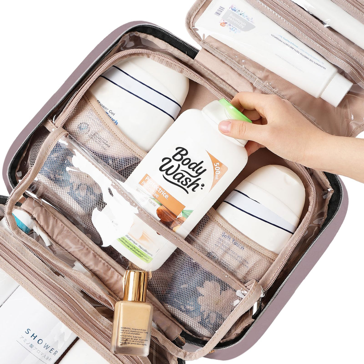 NISHEL Travel Toiletry Bag with quick-access front pocket