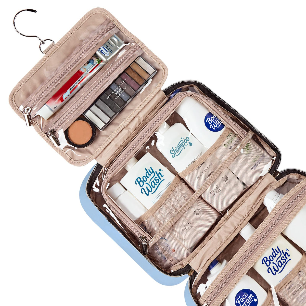 NISHEL Travel Toiletry Bag with toiletries inside