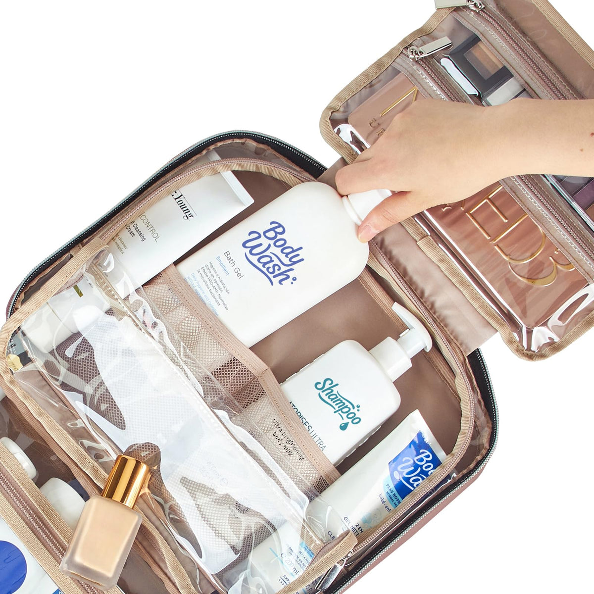 NISHEL Travel Toiletry Bag zipped compartment