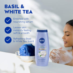 NIVEA Basil and White Tea Body Wash 20 FL OZ side view